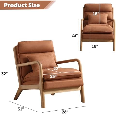 IOMOR Mid Century Modern Accent Chair, Upholstered Lounge Armchair with Plump...