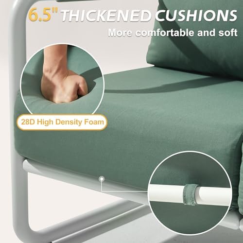3 Piece Patio Outdoor Aluminum Swivel Rocking Chair with Coffee Table and 6.7...