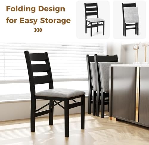 Giantex Modern Folding Dining Chairs Set, Upholstered Kitchen Chairs with Sla...
