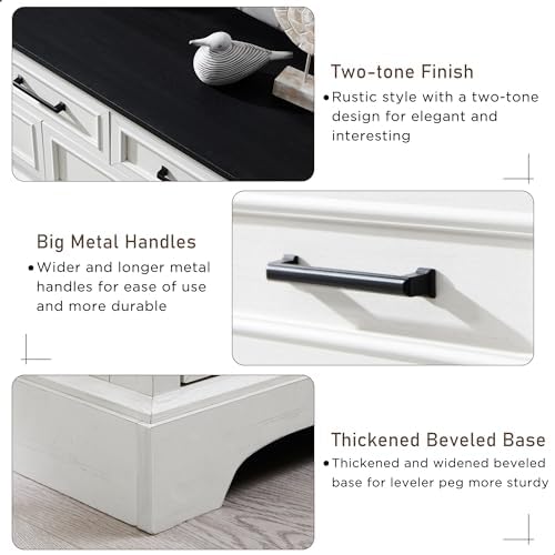 ACCOHOHO 7 Drawer Dresser, 52" Wide Farmhouse Chest for Bedroom, Off White