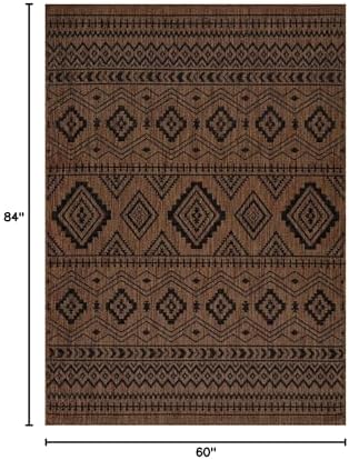Beverly Rug Waikiki Boho Indoor Outdoor Rug 5x7, Washable Outside Carpet for ...
