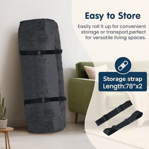8 Inch Futon Mattress Full Size, Futon Floor Sofa Bed Foldable with Soft Cord...
