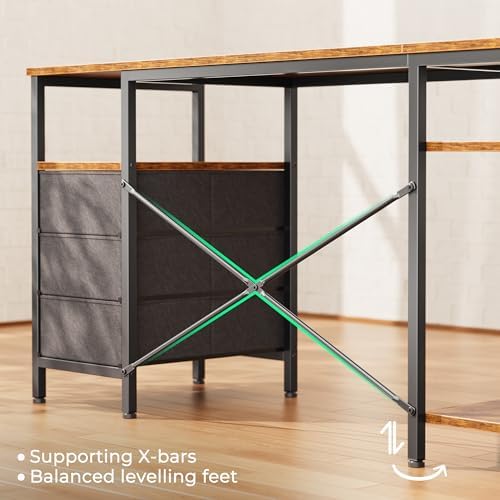 Huuger L Shaped Office Desk with Power Outlets, 47 Inch Computer Desk with 3 ...