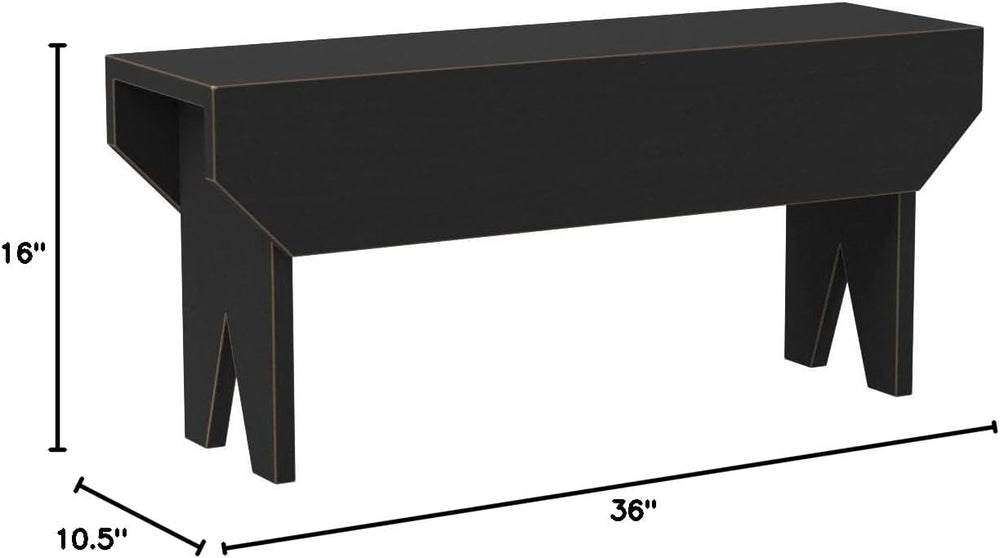 Sawdust City Wooden Bench 3ft Long (Old Black)