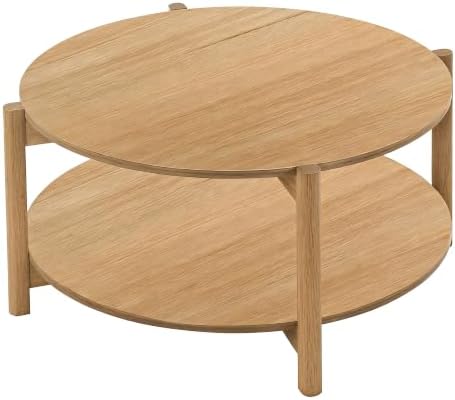 Furniture of America Hoska Modern 34.4-inch Round Coffee Table, Natural