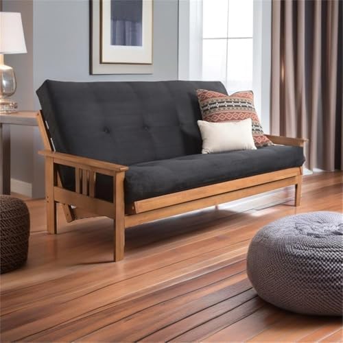 Pemberly Row 7" Full Size Futon Mattress Replacement, Suede Fabric Sleep...