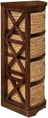 eHemco Hampton Meadows 4 Tier X-Side Corner Table Storage Cabinet, Walnut