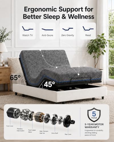 Marsail Adjustable Bed Frame Full with Mattress & Massage, Adjustable Base