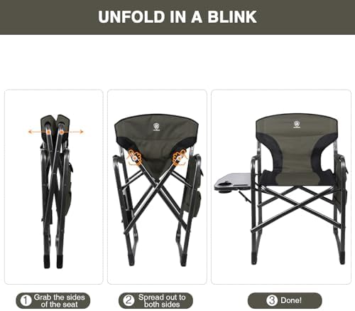 EVER ADVANCED Lightweight Aluminum Director Camping Chair, 350 lb Capacity