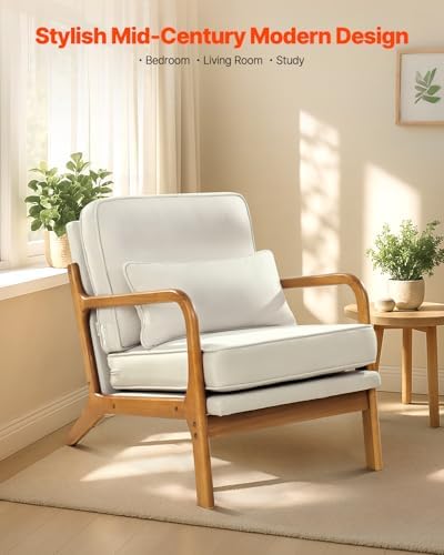 VEVOR Accent Chair, Mid Century Modern Armchair with Solid Wood Frame and Non...