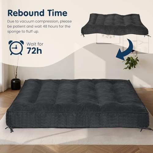 8 Inch Futon Mattress Full Size, Futon Floor Sofa Bed Foldable with Soft Cord...