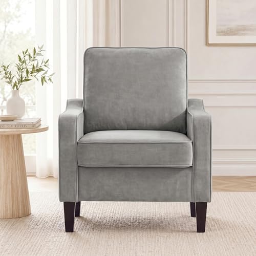 Accent Chair for Living Room, Modern Reading Chair for Bedroom, Light Grey