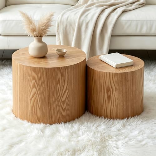 Small Wood Side Table Round Nesting End Table Coffee Tables Nesting Tables Se...