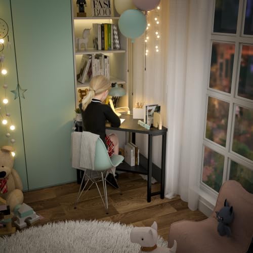 Armocity Corner Desk Small Desk with Outlets Corner Table for Small Space, Co...