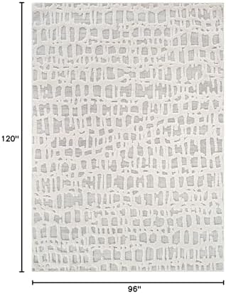 Beverly Rug Micro Loop Area Rug Gray/White 8x10 Abstract Modern Luxury Irregu...