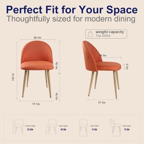 Lightdot Linen Fabric Dining Chairs Set of 2, Accent Chairs Kitchen Chairs