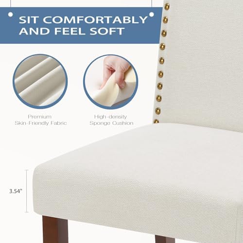 DUMOS Dining Chairs Set of 2, Upholstered Accent Chair, Beige