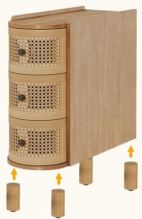 Tribesigns 3-Drawer Rattan End Table, Sofa Side Table with Vintage Embossed H...