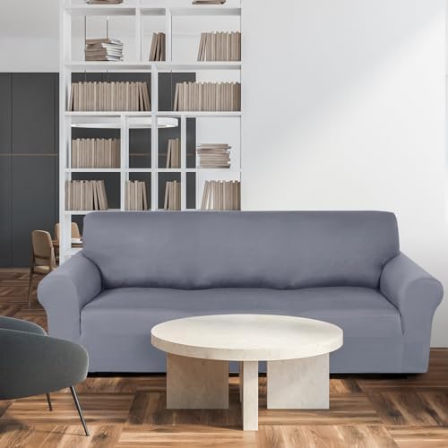 Peryiter 3 Pcs Couch and Loveseat Sofa Covers,Light Gray,Milk Silk