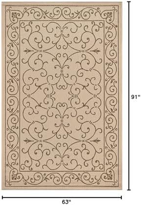 JONATHAN Y Vintage Filigree Indoor Outdoor Area Rug 5X8 Beige/Brown, Charlest...