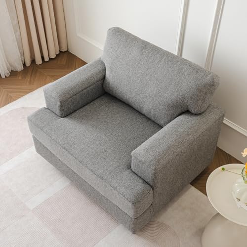 Rexulqo Oversized Accent Chair with Armrest Organizer,Chenille,Dark Gray