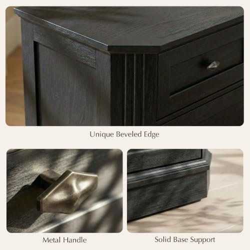 Farmhouse 9 Drawers Black Dresser for Bedroom, 63.07" Wide Chest of Draw...