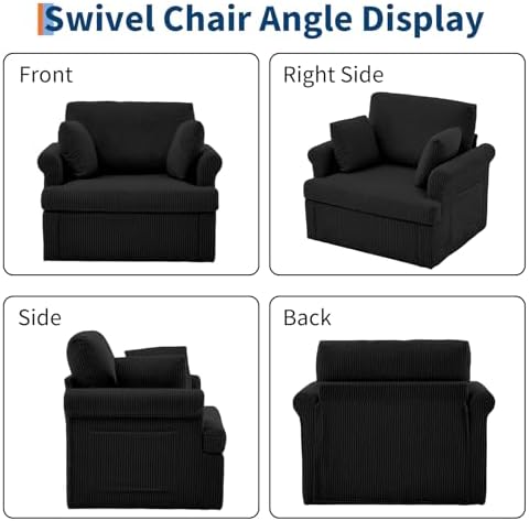 Garvee 39" Modern 360 °Swivel Accent Chair,Large Corduroy Accent Chairs ...