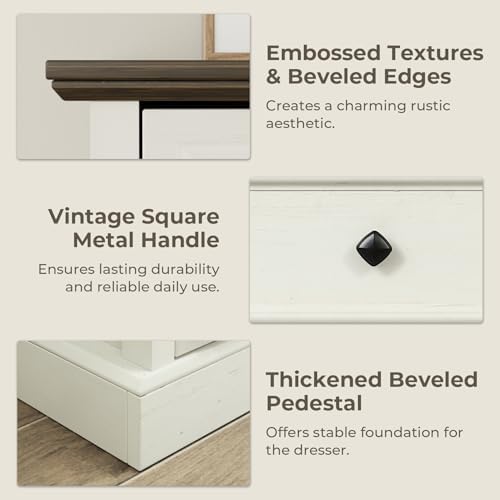 VVFLU Farmhouse 8 Drawer Dresser for Bedroom, 54" Wide Wood Dresser with...