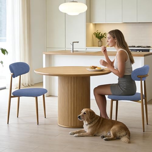 FREKEN Modern Upholstered Dining Chairs Set of 6, Mid-Century Metal Frame wit...