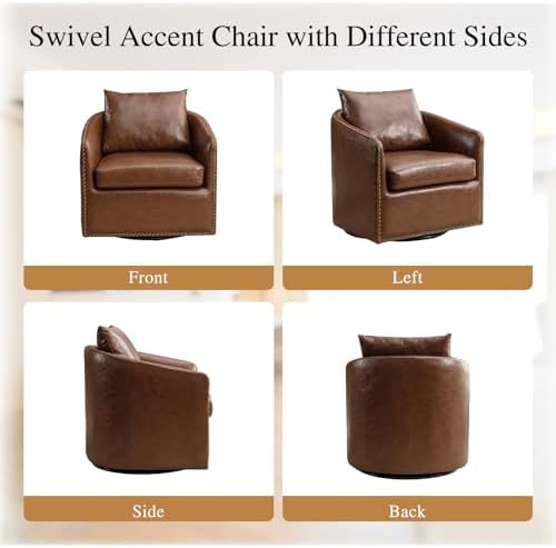 HAOMARKETS 360 Degree Swivel Barrel Chair with Plump Back Pillow, Waterproof ...