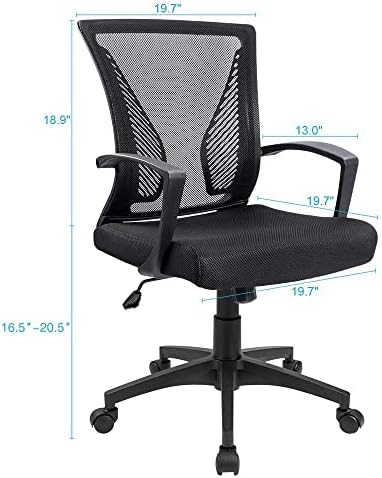 Furmax Office Chair Ergonomic Computer Desk Mesh Chair Mid Back Swivel Lumbar...