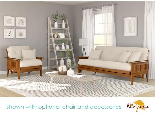 Eastridge Futon Set - Full Size, Frame, 8" Mattress, Twill Ivory Cover