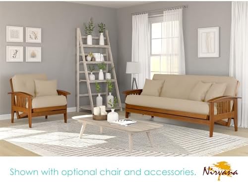 Westfield Futon Set - Full Size, Frame, 8" Mattress, Twill Khaki Cover