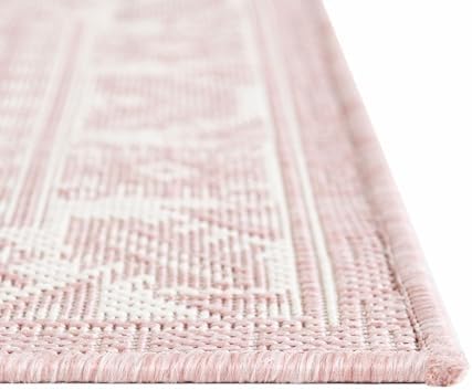 Rugs.com - Outdoor Aztec Rug – 5 Ft Square Pink Stain-Resistant Indoor/Outdoo...