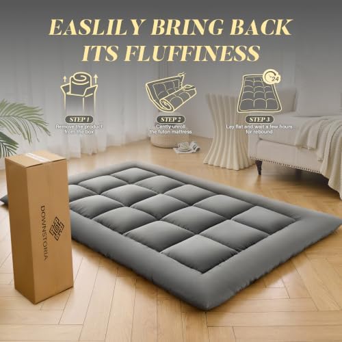 DOWNSTORIA Japanese Floor Mattress, 3 inch Foldable Futon Mattress Tatami Mat...