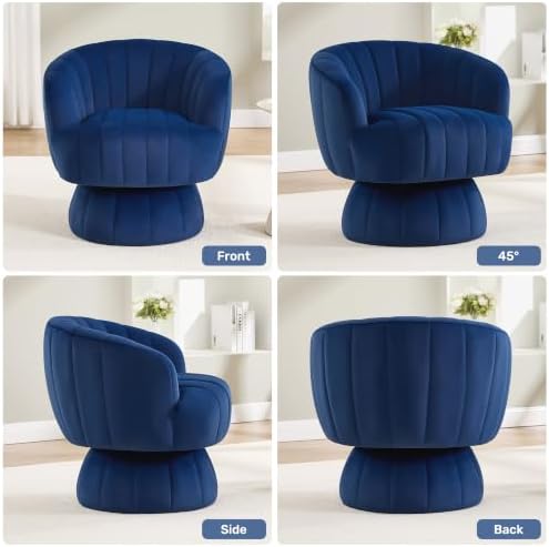360°Swivel Accent Barrel Chair, Cute Comfy Small Round Arm Chair, Club Readin...