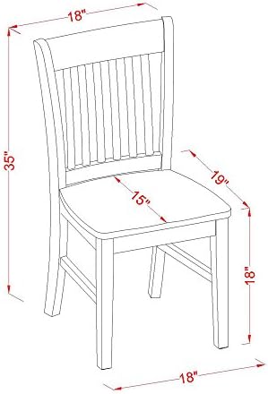 East West Furniture NFC-BCH-W Norfolk Dining Chairs - Slat Back Wood Seat Kit...