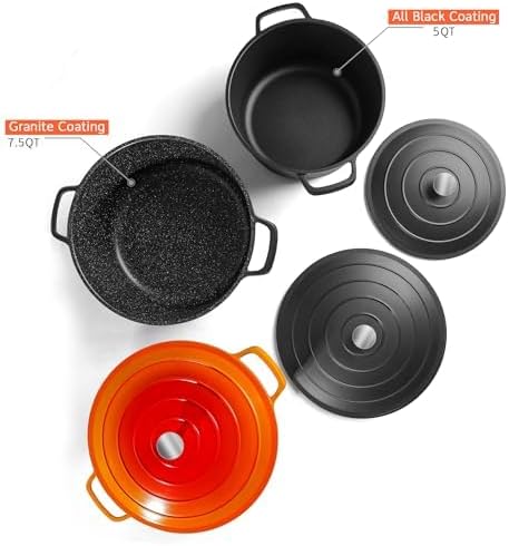 Large Dutch Oven Pot with Lid-7.5QT Cast Aluminum Oven Pot with Two Handles