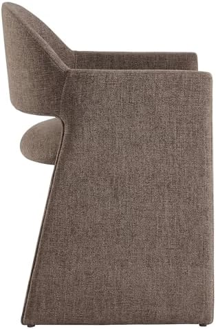 Modway Talia Upholstered Fabric Dining Armchair in Mocha - Modern Curved Dini...