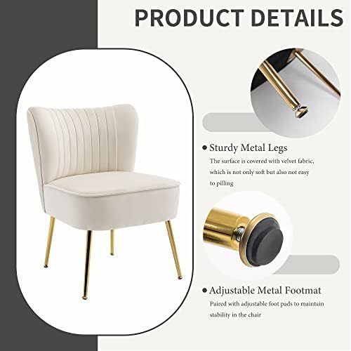 KCC Modern Velvet Accent Chair Set of 2,Side Chair for Bedroom,Beige