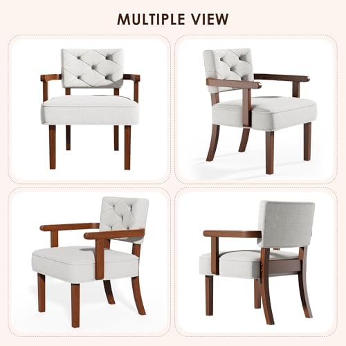 Modern Accent Chair for Bedroom, Mid-Century Arm Chairs with Wood Arms