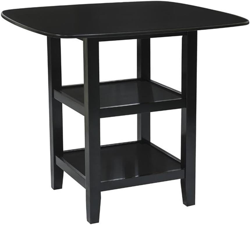 MAKLAINE 5 Piece Solid Wood Counter Height Dining Set, Black Finish, Table wi...