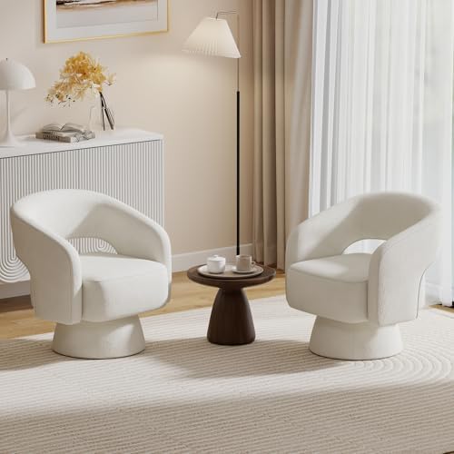 Bonzy Home Swivel Barrel Chair, Set of 2 Velvet Accent Armchair 360 Degree Sw...