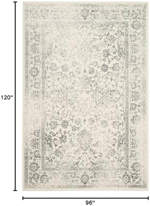 SAFAVIEH Area Rug 8x10 - Adirondack Collection - Large - Ivory & Silver, ...