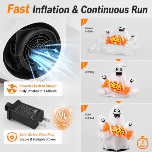 6FT Halloween Inflatable Ghosts Outdoor Decorations, Cute Ghosts Holding Boo ...