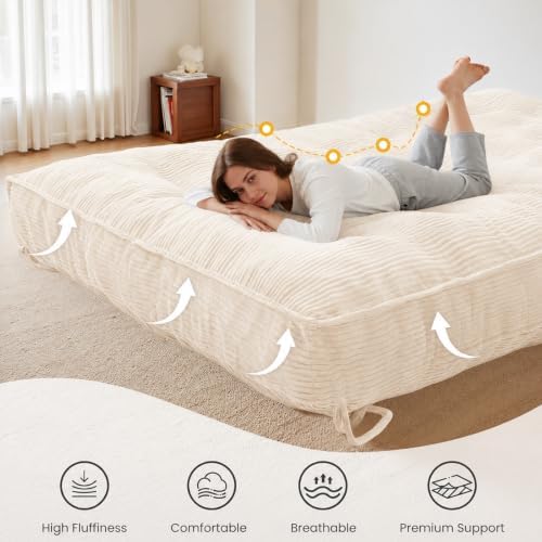 Futon Mattress Full Size 8 Inch, Beige (Frame Not Included)