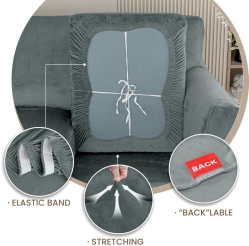 XINEAGE 2-Piece Velvet Armchair Sofa Cover, Couch Covers for Dog,Light Gray
