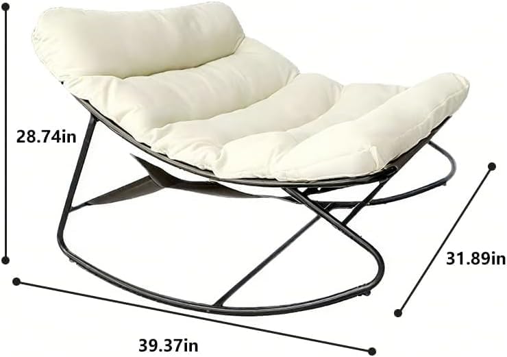 Oversized Papasan Rocking Chair with Plush Cushion, 350 Lbs Weight Capacity S...