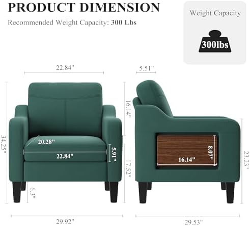 Accent Chair for Living Room, Mid-Century Upholstered Armchair with Foldable ...