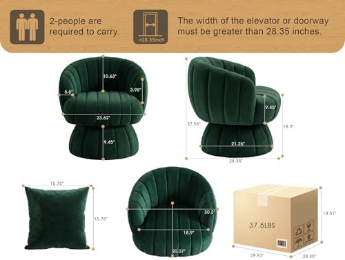 Mistpople Mid Century Modern 360 Degree Swivel Barrel Accent Chair, Fluffy Ve...